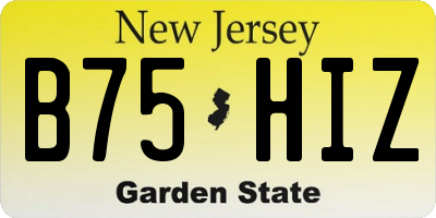 NJ license plate B75HIZ