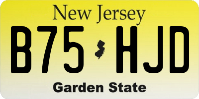 NJ license plate B75HJD