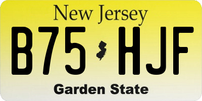 NJ license plate B75HJF