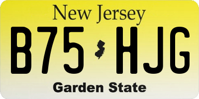NJ license plate B75HJG