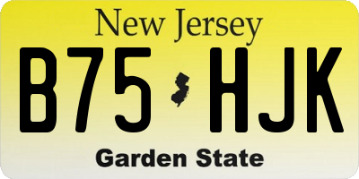 NJ license plate B75HJK