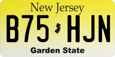 NJ license plate B75HJN