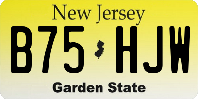 NJ license plate B75HJW