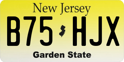 NJ license plate B75HJX