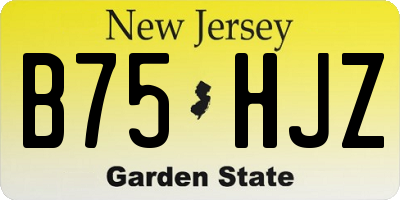 NJ license plate B75HJZ