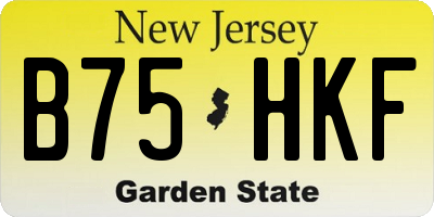 NJ license plate B75HKF