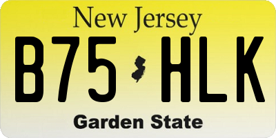 NJ license plate B75HLK
