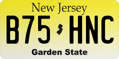 NJ license plate B75HNC