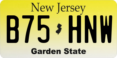 NJ license plate B75HNW
