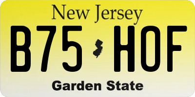 NJ license plate B75HOF