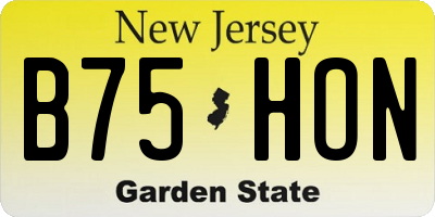 NJ license plate B75HON