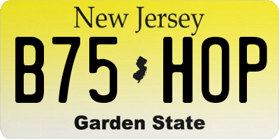 NJ license plate B75HOP
