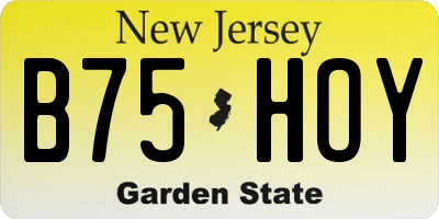 NJ license plate B75HOY