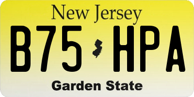 NJ license plate B75HPA