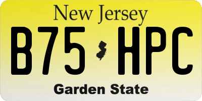 NJ license plate B75HPC