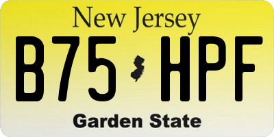 NJ license plate B75HPF