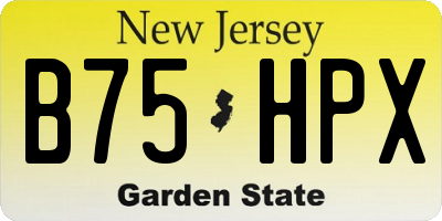 NJ license plate B75HPX