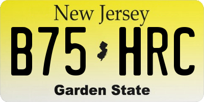 NJ license plate B75HRC