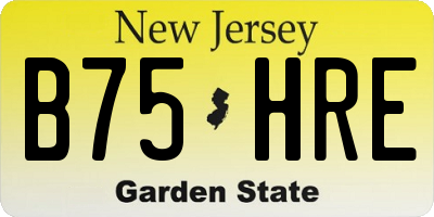NJ license plate B75HRE
