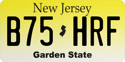 NJ license plate B75HRF
