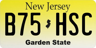 NJ license plate B75HSC