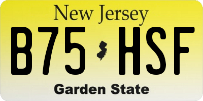 NJ license plate B75HSF