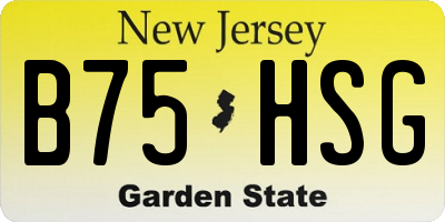 NJ license plate B75HSG
