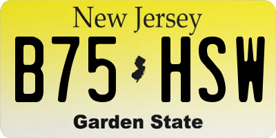 NJ license plate B75HSW