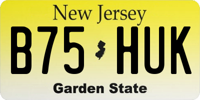 NJ license plate B75HUK