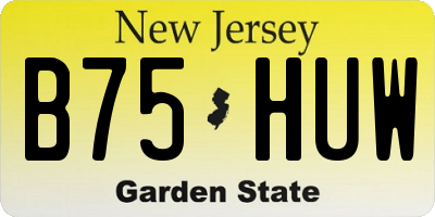 NJ license plate B75HUW