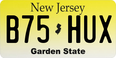 NJ license plate B75HUX