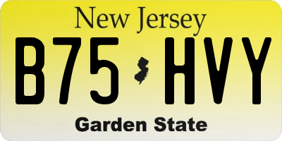 NJ license plate B75HVY