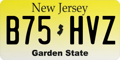 NJ license plate B75HVZ
