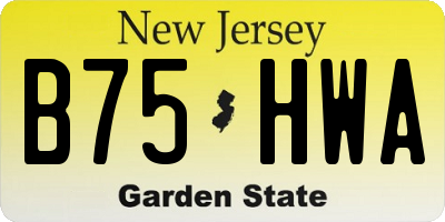 NJ license plate B75HWA