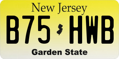 NJ license plate B75HWB