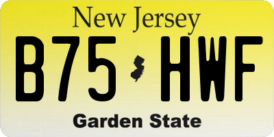 NJ license plate B75HWF