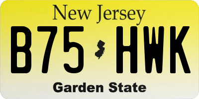 NJ license plate B75HWK