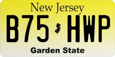 NJ license plate B75HWP
