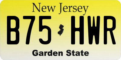 NJ license plate B75HWR