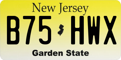 NJ license plate B75HWX