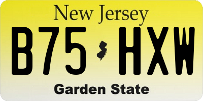 NJ license plate B75HXW