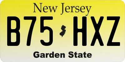 NJ license plate B75HXZ