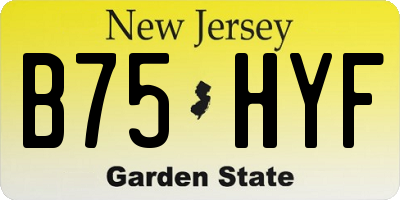 NJ license plate B75HYF