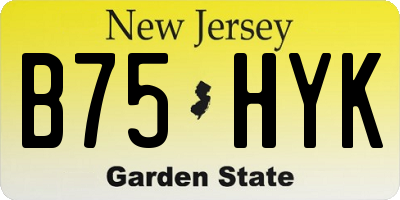 NJ license plate B75HYK