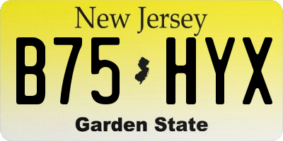 NJ license plate B75HYX