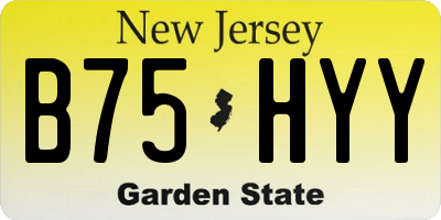 NJ license plate B75HYY