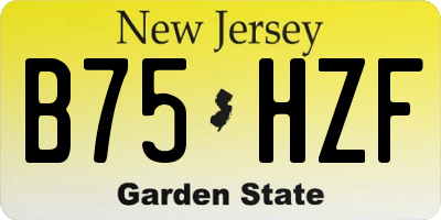 NJ license plate B75HZF