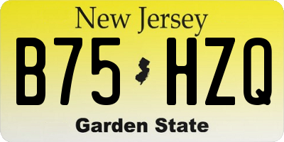 NJ license plate B75HZQ