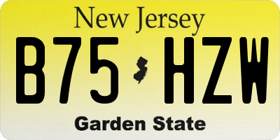 NJ license plate B75HZW