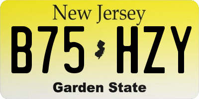 NJ license plate B75HZY